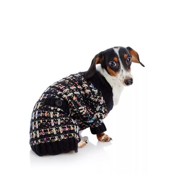 Aqua Pet Dog Cardigan Sweater Button Closure Cozy Winter Black Multicolor Medium - Picture 2 of 9